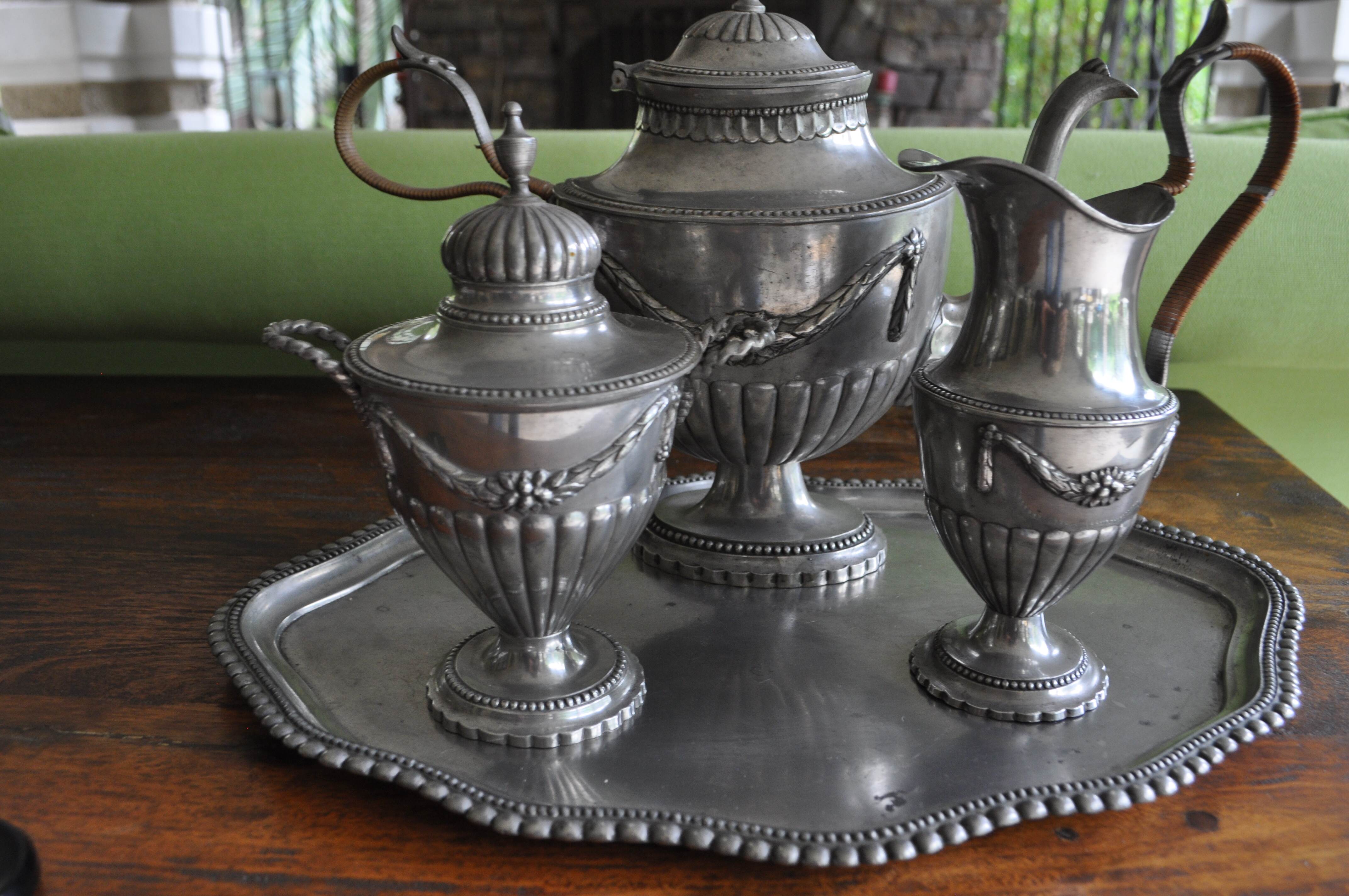 Rare 18th Century German Antique Pewter Tea Set