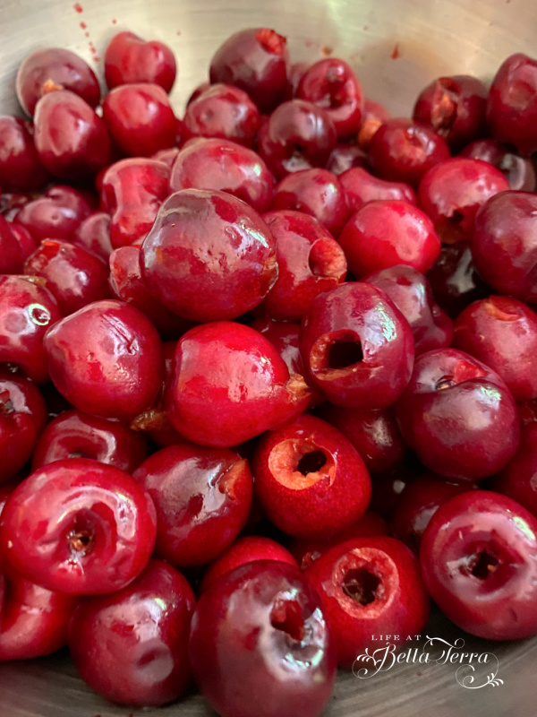 red pitted cherries
