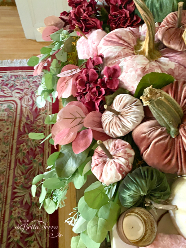 Going for Pinks in Decorating the Fall Dining Room Mantel